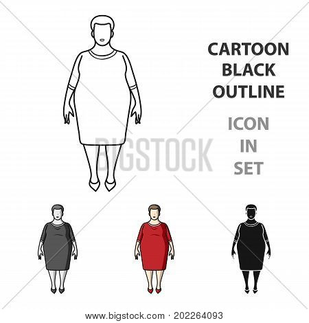 Fat woman in a red dress.A fat woman because of diabetes.Diabetes single icon in cartoon style vector symbol stock web illustration.