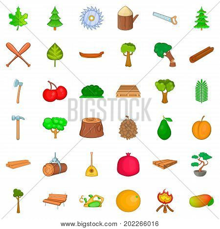 Tree icons set. Cartoon style of 36 tree vector icons for web isolated on white background