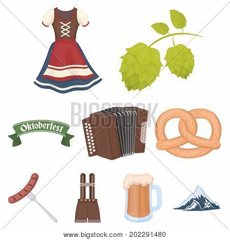 Oktoberfest set icons in cartoon style. Big collection of Oktoberfest vector symbol stock