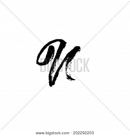 Letter N. Handwritten by dry brush. Rough strokes font. Vector illustration. Grunge style elegant alphabet.