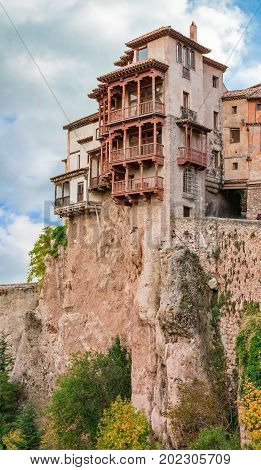 Casa Colgadas in Cuenca Spain is built on the edge of a cliff