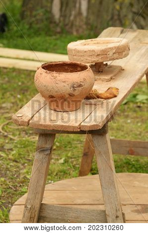 Artisanal pottery.made utensils for food from clay.