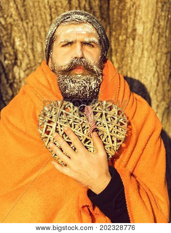 Man In Blanket With Heart