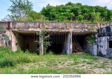 CZARKOW POLAND - JULY 22 2017: The demolished building of an old rocket base in Czarkow Poland.