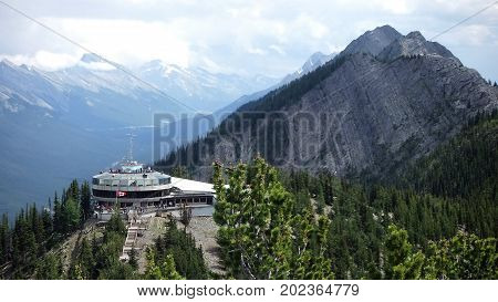A view of the old Upper Terminal building on Sulphur Mountain, Banff.