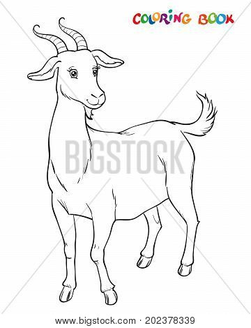 Goat to be colored, the coloring book for kids. Vector illustration