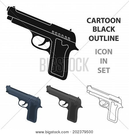 Handgun icon in cartoon design isolated on white background. Police symbol stock vector illustration.