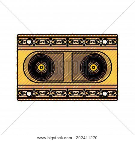 cassete in hippie style icon over white background colorful design vector illustration