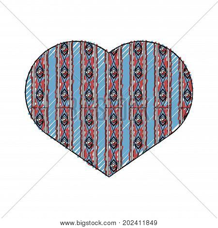 heart in ethnic style icon over white background colorful desgin vector illustration