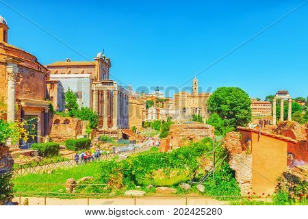 Archaeological And Historical Objects In Rome, United By The Name - Roman Forum. Roman Forum.temple