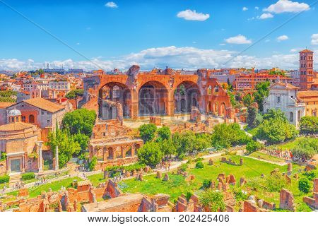 View Of The Roman Forum From The Hill Of Palatine - A General Overview Of The Entire Roman Forum Wit