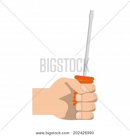 colorful screwdriver and hand  over white  background  vectro illustation