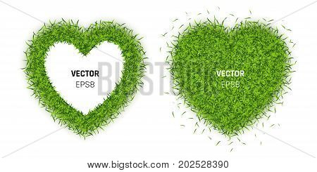 Green Grass Heart on White Background. Eco Concept. Love Environment Symbol. 3d  Illustration