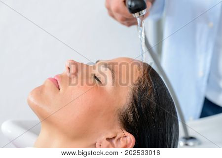 Hairdresser Washing Womans Hair