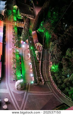 Yalta, Crimea - 11 July, View from the balcony adjoining the territory, 11 July, 2017.
Night surroundings and adjoining territories of hotel Yalta Intourist.