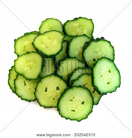 Heap Of Fresh Cucumber Slices Isolated