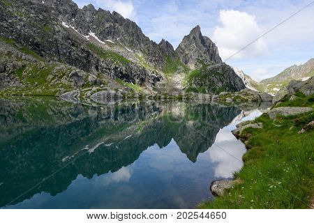 Lake Leit on Canton Ticino in the Swiss alps