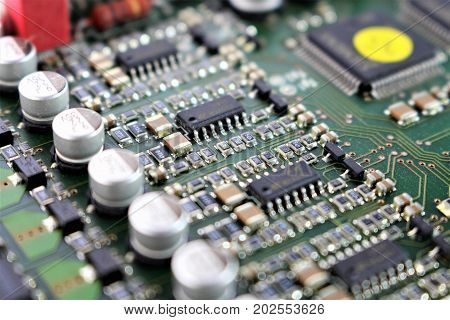 An Image of various components on an electronic board