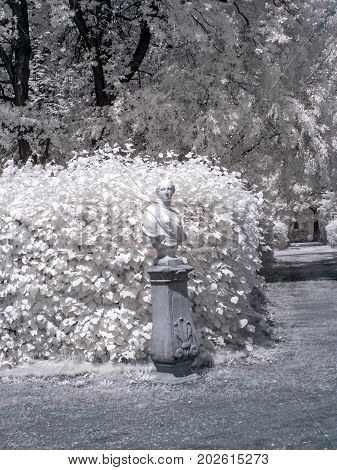 MOSCOW RUSSIA - July 15.2011: Kuskovo. An ancient palace complex and the park of Count Sheremetyev. Infrared photography