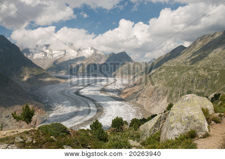 The Great Aletsch Glacier (part of the Jungfrau-Aletsch Protected Area which was declared a UNESCO World Heritage site in 2001)