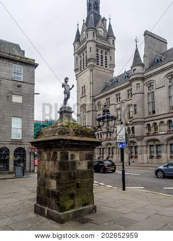 ABERDEEN, SCOTLAND: JULY 25: Buildings on Union Square on July 25, 2017 in Aberdeen, Scotland. Union Square is the old central square in the city of Aberdeen.