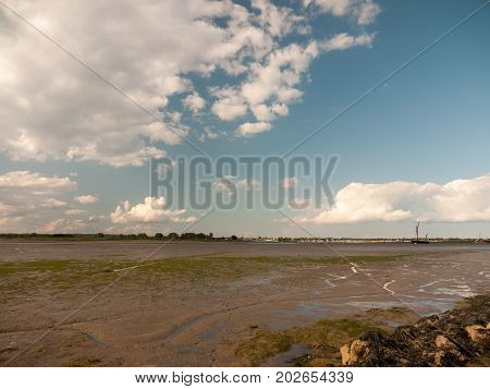 Mud Flat Texture Of Earth Landscape Maldon Black Water River Tide Out