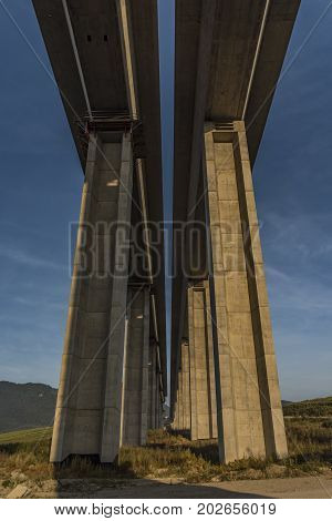 Highway Bridge Near Likavka Village In Slovakia With Sunrise