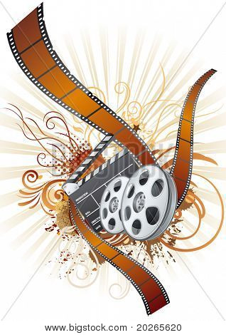 elementi vettoriali di tema di film, bellissimo sfondo floreale