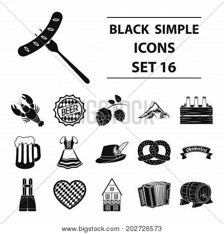 Oktoberfest set icons in black style. Big collection Oktoberfest vector symbol stock