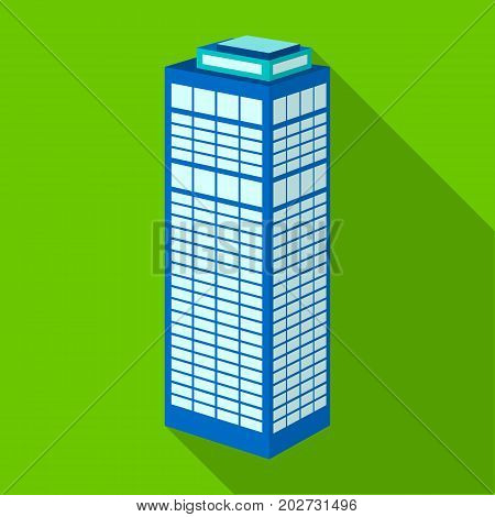 High-rise building of a skyscraper. Skyscraper single icon in flat style vector symbol stock illustration .