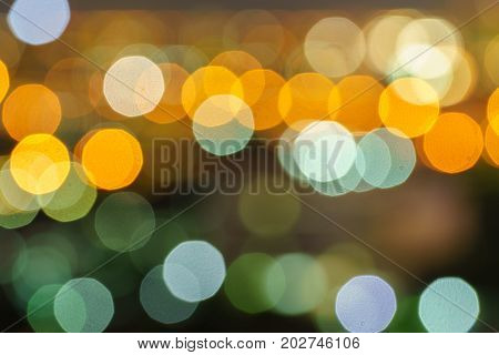 Defocused lights abstract colorful nonagon bokeh background