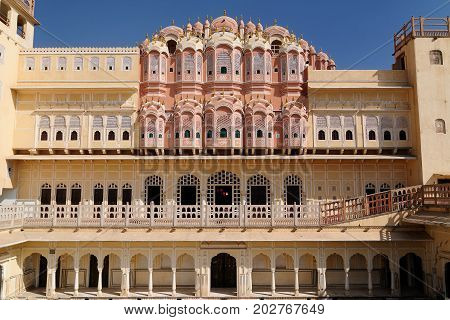 Beautifoul Hawa Mahal Palace in Jaipur city in India. Rajasthan