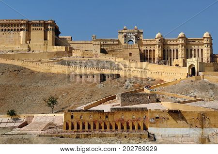 Beautifoul Amber Fort near Jaipur city in India. Rajasthan