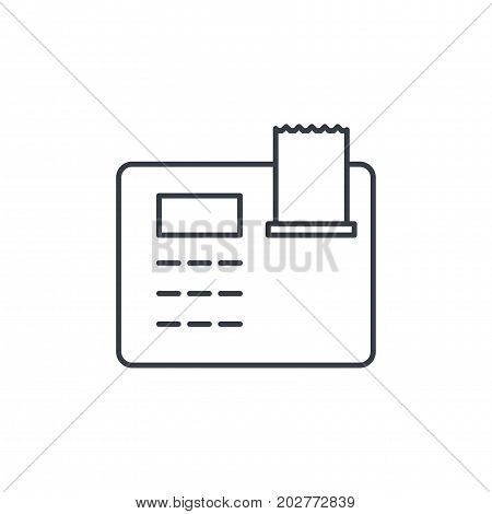 cash register thin line icon. Linear vector illustration. Pictogram isolated on white background