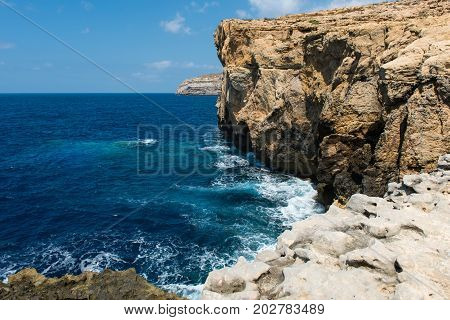 Blue Hole And The Collapsed Azure Window. Gozo, Malta