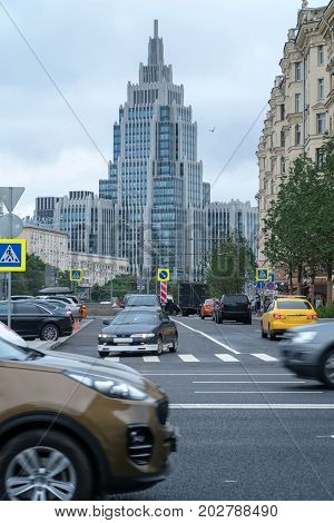 Crossroads in Moscow. Great street of Moscow.