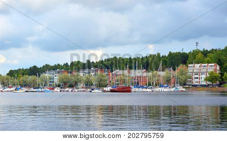 View of Lake Saimaa and the city of Lappeenranta. City and municipality in Finland in the province of Eastern Finland.