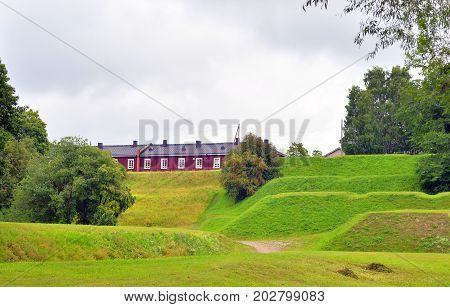 Summer landscape in the fortress of Lappeenranta Finland.