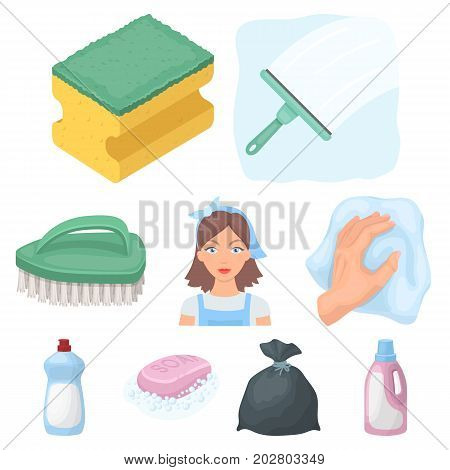 Cleaning, washing and everything connected with it. A set of icons for cleaning. Cleaning and maid icon in set collection on cartoon style vector symbol stock web illustration.