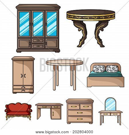Furniture and home interior set icons in cartoon design. Big collection of furniture and home interior vector symbol stock illustration
