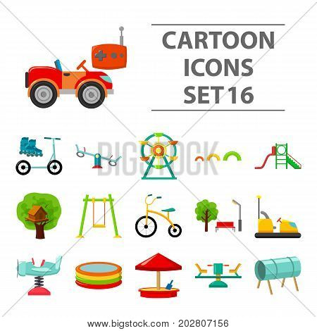 Play garden set icons in cartoon style. Big collection of play garden vector symbol.