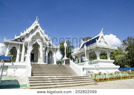 Landscape of the white temple in Krabi Town Thailand.