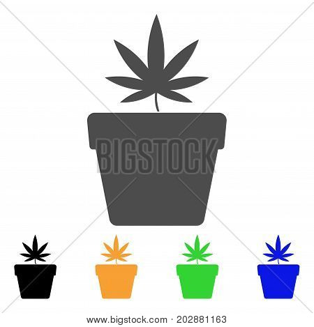 Cannabis Pot vector icon. Style is a flat graphic symbol in gray, black, yellow, blue, green color variants. Designed for web and mobile apps.