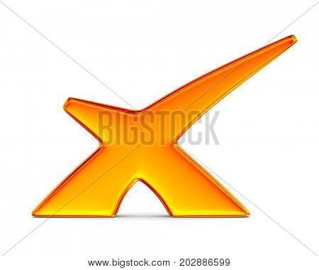 Orange marker on white background. Isolated 3D illustration