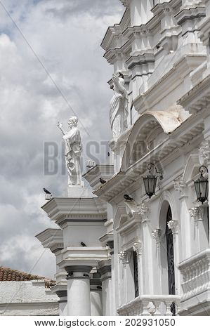 colonial architectural detail in historic centre of Popayan Colombia
