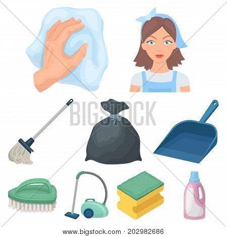 Cleaning, washing and everything connected with it. A set of icons for cleaning. Cleaning and maid icon in set collection on cartoon style vector symbol stock web illustration.