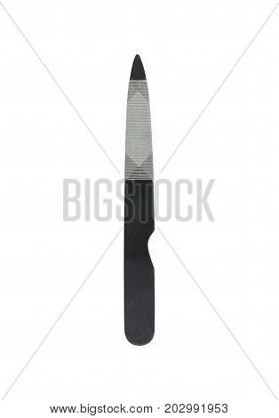 Black rasp used in hobby jobs for craftsman. Tools isolated on white background.
