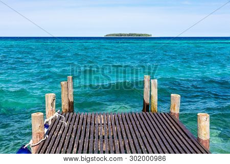 deck indian ocean seascape  in Unguja aka Zanzibar Island Tanzania East Africa
