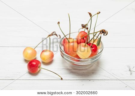 Rainier Golden Cherries, Aged Delicious Berry. Diet Dessert.