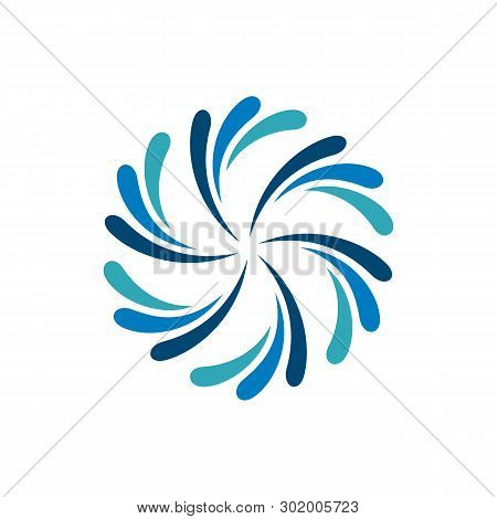 Splash Water Ornamental Flower Vector Template Logo Design